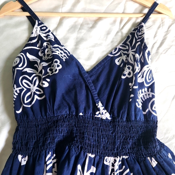 Navy and White Midi Cotton Dress L - Picture 2 of 6